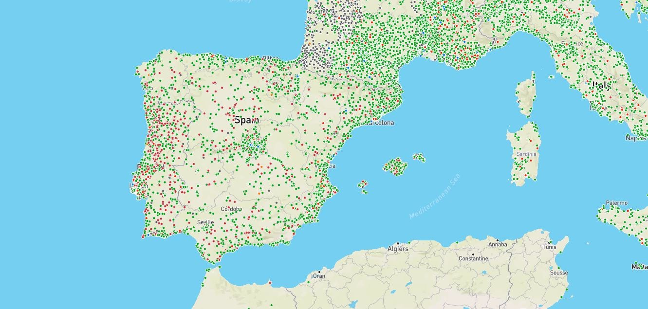 puntos de recarga coche eléctrico electromaps